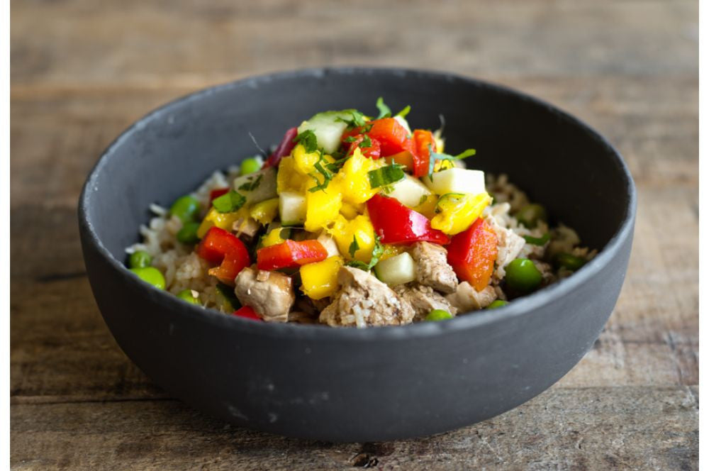 Jerk Chicken & Coconut Rice (Halal Chicken) Served with Summer Salsa